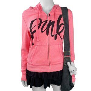 00s 2010s Mcbling Victoria's Secret PINK Logo Hoodie Sz XS/S